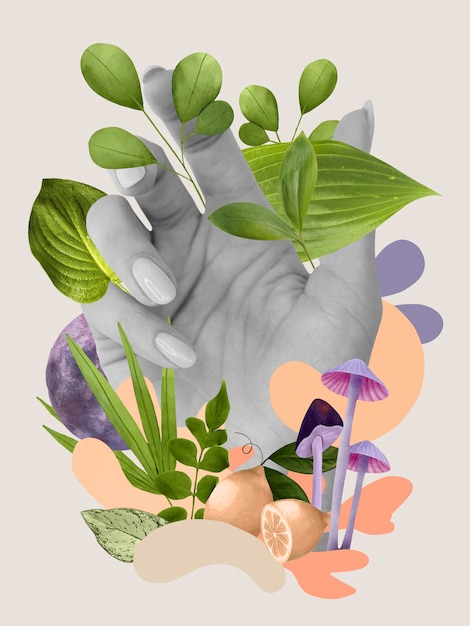 Touch sense and plants collage