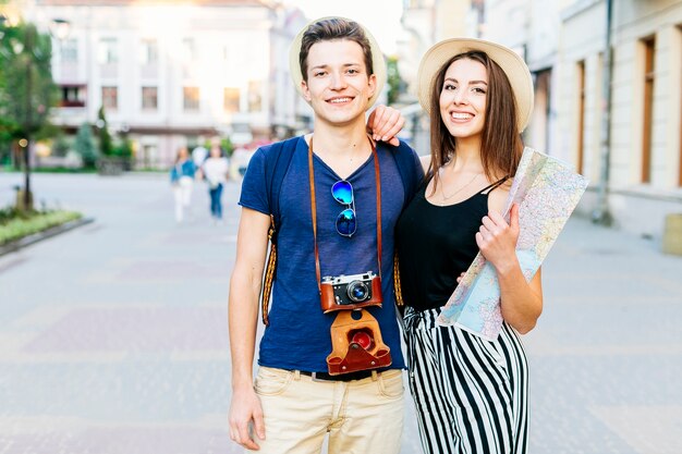 Tourist couple in city