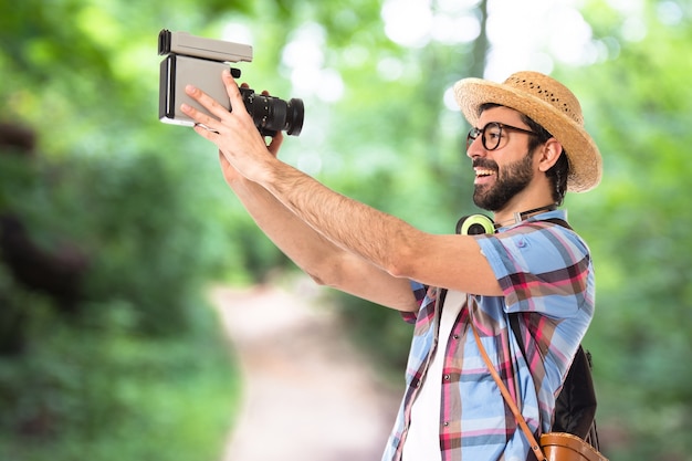 Tourist filming