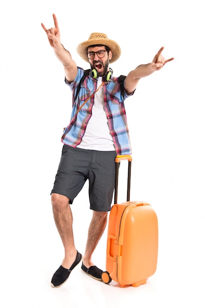 Tourist making horn gesture