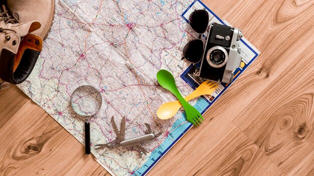 地図上の観光用品