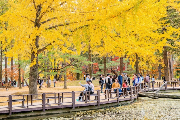 Tourists taking photos of the lake