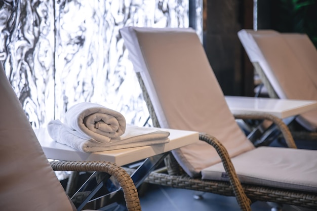 Towels in the interior of the spa complex