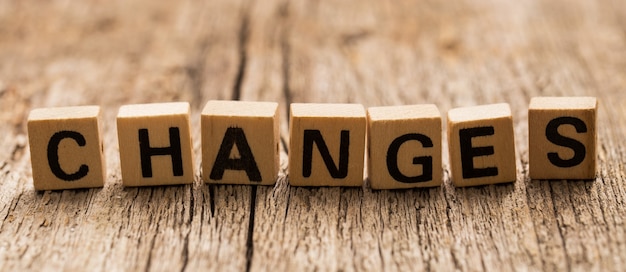 Toy bricks on the table with word CHANGES