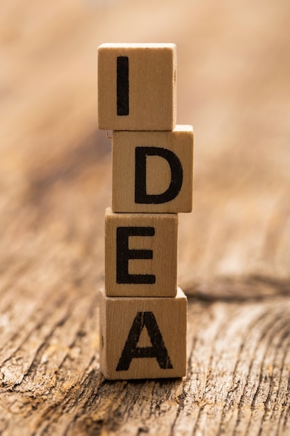 Toy bricks on the table with word idea