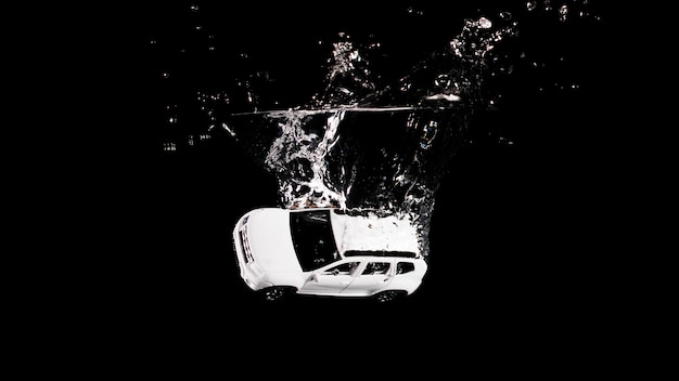 Toy car submerged