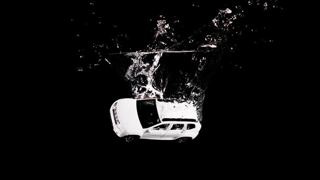 Toy car submerged