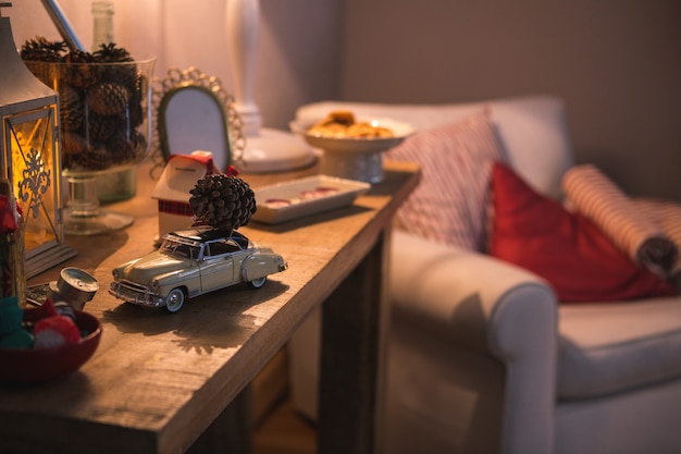 Toy car on a table