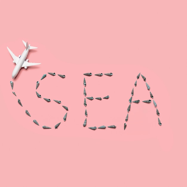 Free photo toy plane and airline in form of word sea