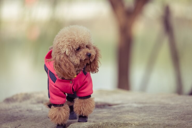 Free Photo toy poodle playing in a park