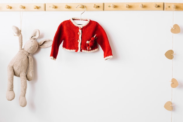 Free photo toy rabbit and cute jacket