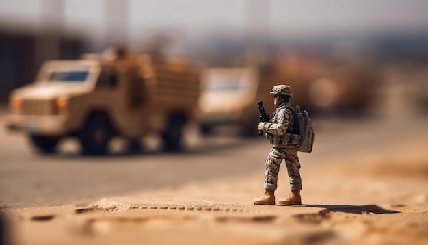 Free photo toy soldiers in battle armed with rifles generated by ai