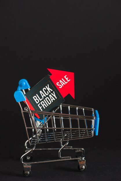 toy supermarket cart with sale arrow