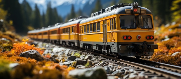 Free photo toy trains glide along the tracks