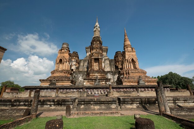 traditional antique temple sukhothai thailand