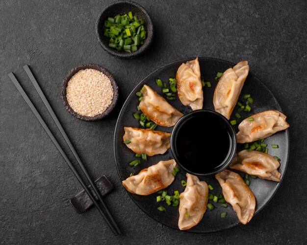 Traditional asian dumplings with herbs