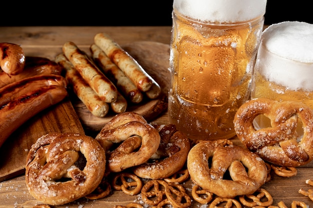 Traditional bavarian snacks and drinks