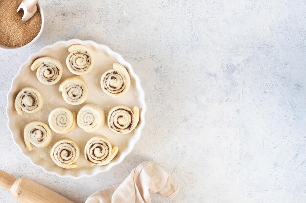 Traditional cinnamon rolls dough preparation homemade sweet rolls