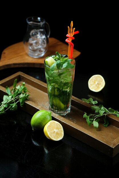 Traditional classic mojito on the table