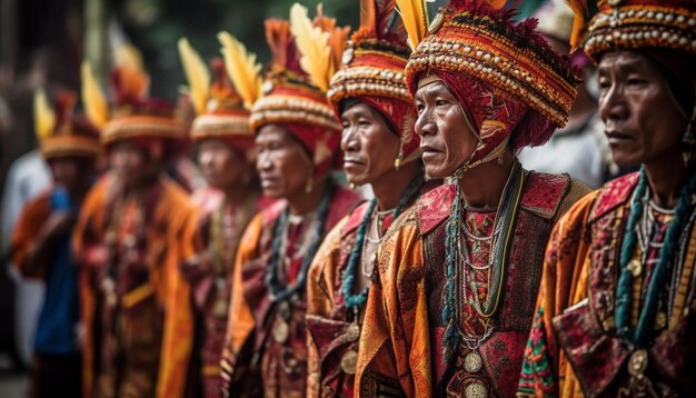 Traditional clothing parade celebrates indigenous cultures in Asia generated by AI