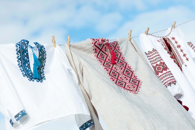 Traditional embroidered shirts outdoors