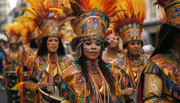 Traditional festival celebrates indigenous culture with dancing parade generated by AI