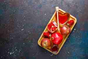 Free photo traditional food of jewish new year - rosh hashana.