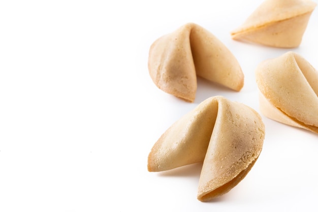 Traditional fortune cookies isolated on white background