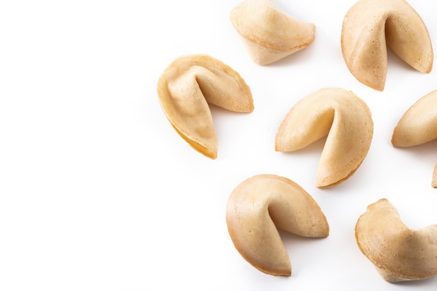 Traditional fortune cookies isolated on white background