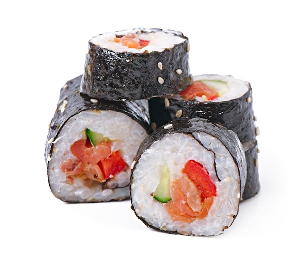 Traditional fresh japanese sushi rolls