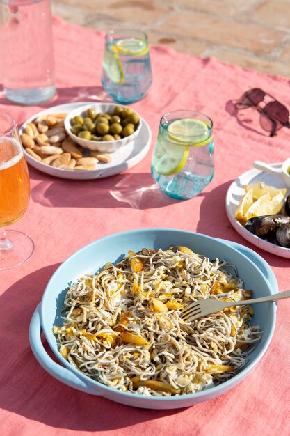 Traditional gulas dish arrangement