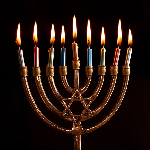 Traditional hanukkah menorah burning