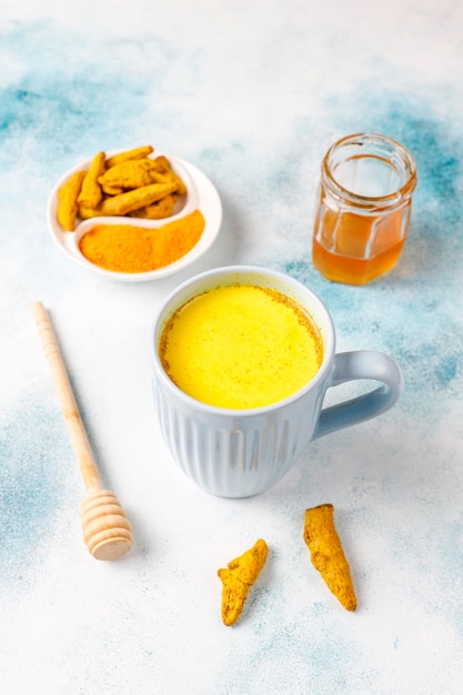 Traditional indian drink turmeric golden milk .