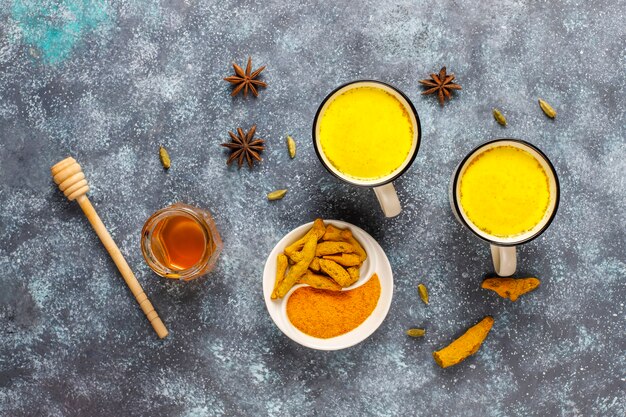 Traditional indian drink turmeric golden milk .