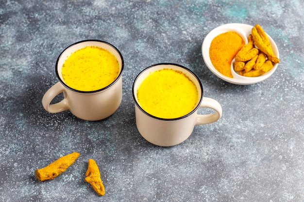 Traditional indian drink turmeric golden milk.