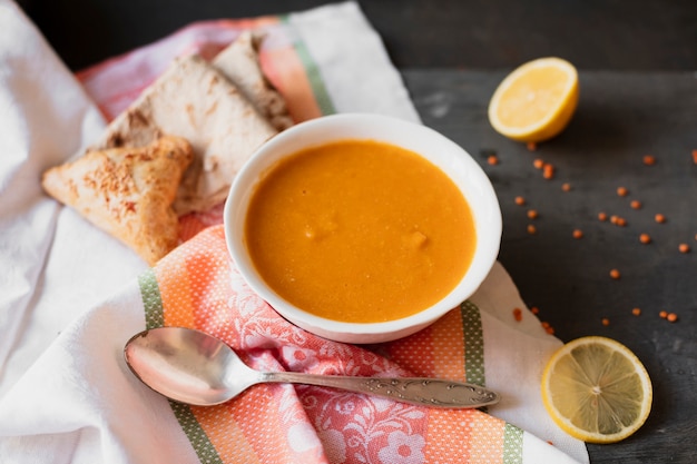 Traditional indian soup with lemon