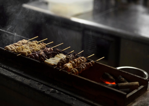 Traditional japanese food on the grill