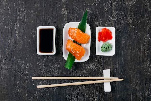 Traditional japanese sushi composition