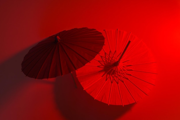 Free photo traditional japanese umbrellas traditional japanese accessories concept