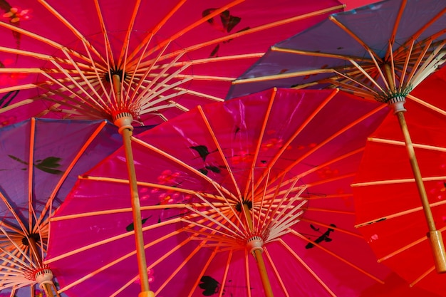 Free photo traditional japanese umbrellas traditional japanese accessories concept