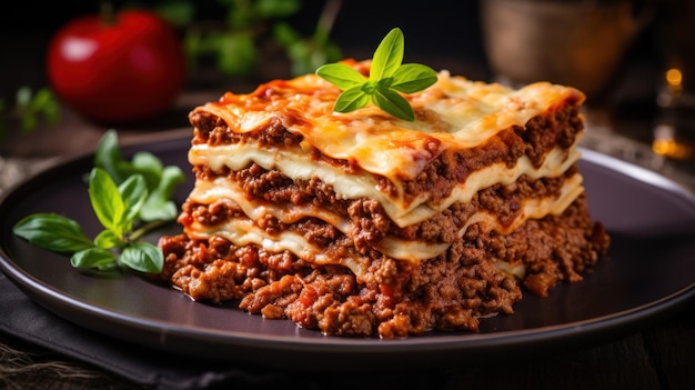 Traditional lasagna with rich bolognese sauce