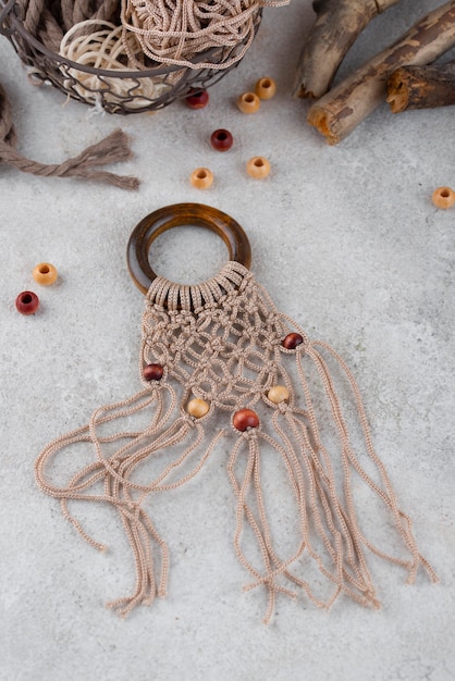 Free photo traditional macrame arrangement indoors