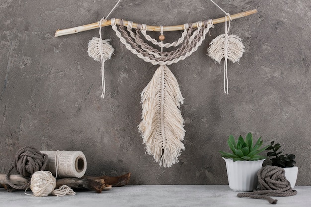 Free photo traditional macrame assortment indoors