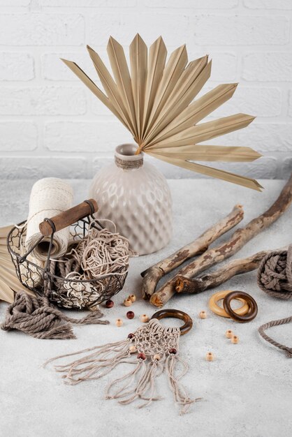 Traditional macrame assortment indoors