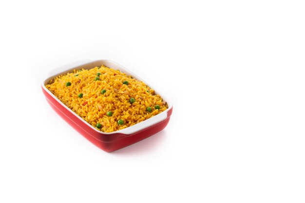 Traditional Mexican rice isolated on white background