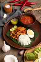 Free photo traditional nasi lemak meal arrangement