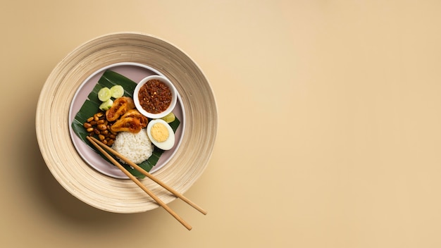 Free photo traditional nasi lemak meal arrangement