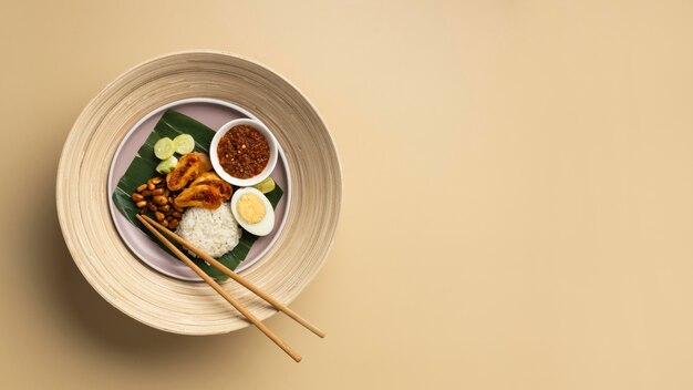 Traditional nasi lemak meal arrangement