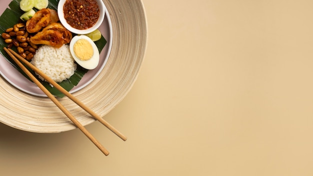 Free photo traditional nasi lemak meal assortment