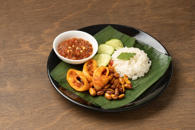 Traditional nasi lemak meal